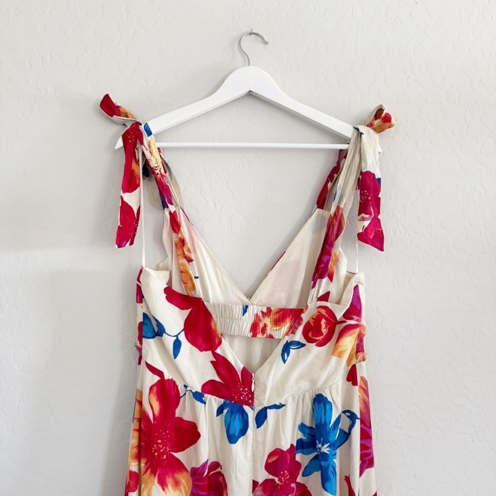 Anthropologie Skies Are Blue Floral V Neck Tie Strap Maxi Dress Size L - Picture 8 of 16